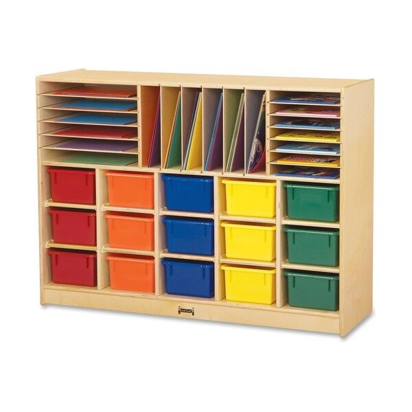 JontiCraft 0416JC, Sectional Mobile Cubbie, No Trays, 48w X 15d X 35-1/2h, Birch